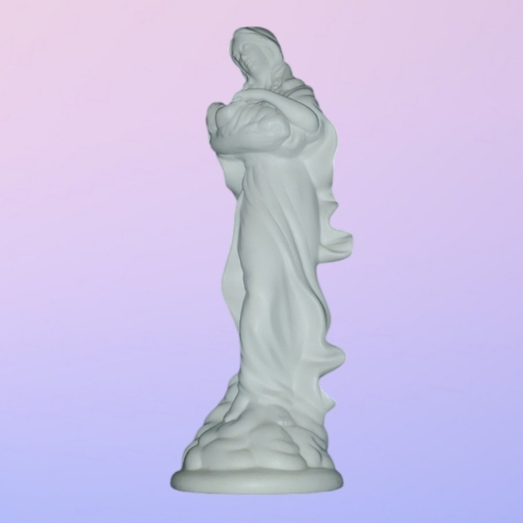 Teleflora sculpture home about 11" x 4" white Mother Mary with child art Madonna - Picture 3 of 4